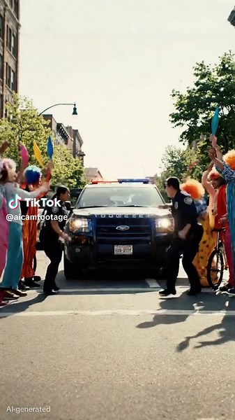 Police Chase Clowns in Epic Slow Motion! 🤡🚓🎪 #funny #clowns #shorts