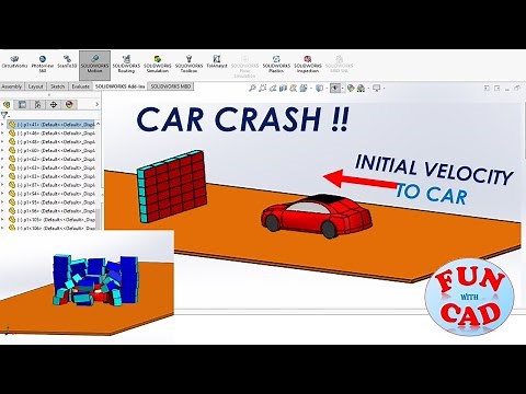 SolidWORKS motion CAR CRASH | Learn how to add initial velocity | Motion Study Animation Tutorial