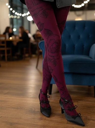 Vintage Rose Pattern Tights for Women, Floral Sheer Pantyhose, Elegant Retro Stockings for Party Evening Outfit - Etsy