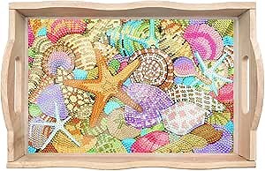 ARTopet DIY Diamond Tray Diamond Art Painting Creative Design Handmade Wooden Tray Dinner Plate Diamond Art for Coffee Living Room Home Organizer-Shell