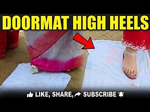 Candid doormat trample white t-shirt in high heels 👠. (Ffc - 46)
