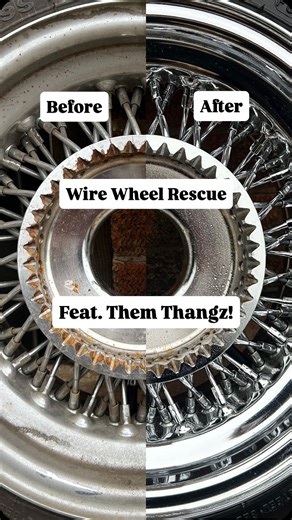 A quick vid showing just how effective ‘Them Thangz’ chrome wheel cleaner from @street.juice can be!!! Available in the UK through LayNPlay. #uklowriding #lowrider #uklowrider #lowriding #laynplay #wirewheels #hydraulics | UK Lowriding