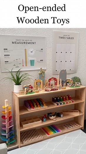 Anthea | Early Learning Play on Instagram: "•OPEN-ENDED TOYS• Come along and watch Mr4 create some magic using his open-ended wooden toys from @busylittlebundles Open-ended play is essential for young children’s development. It encourages creativity, problem-solving, and social skills. Unlike traditional toys with set rules and objectives, open-ended toys allow children to use their imaginations and create their own play scenarios. An ‘Open-Ended Toy Shelf’ is designed to facilitate this kind of