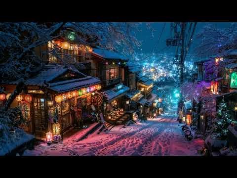 Lofi Zen – Evening Alley Shops above the Winter Neon City | Lofi Music for Relaxation | 4K