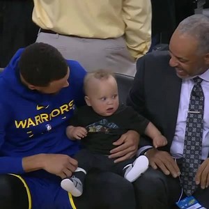 Stephen Curry's son was at the game, and Steph wore shoes inspired by him 😊 | ESPN