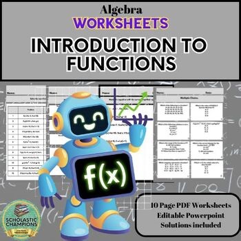 INTRODUCTION TO FUNCTIONS * Algebra Worksheets-PDF/PPT