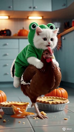 Frog Kitty’s Cutest Thanksgiving Moment Ever 🍂🐸🐱