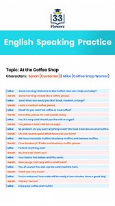 ☕ Coffee shop chat! ☕ Practicing simple English conversations for beginners today."I'd like a coffee, please!" What's your usual order? #EnglishPractice #BeginnerEnglish #CoffeeShopChat #LearnEnglish #eslteacher | 33flowerz