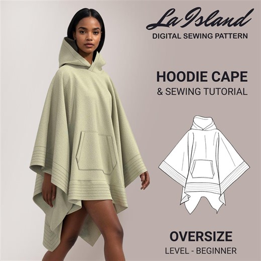 Oversized Hooded Cape Sewing Pattern: Easy DIY (PDF Download) - Etsy