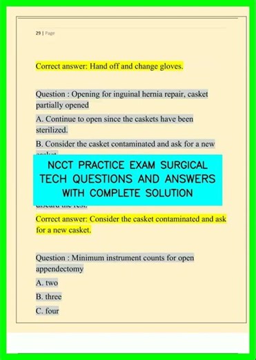 NCCT PRACTICE EXAM SURGICAL TECH QUESTIONS AND ANSWERS WITH COMPLETE SOLUTION video