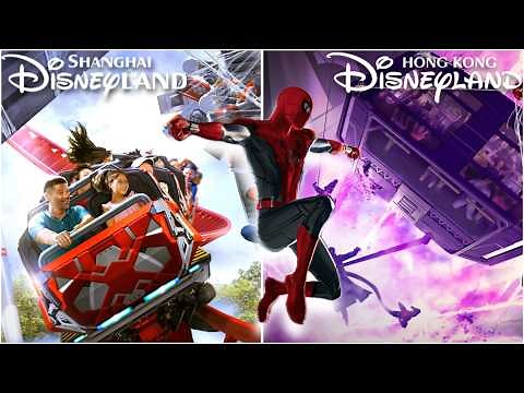SPIDER-MAN COASTER & "TOWER OF TERROR" Rides | Shanghai & Hong Kong Disney