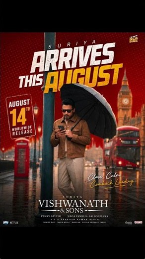 SURIYA’S NEW LOOK! 👑 Vishwanath & Sons Release Date Confirmed! #Shorts 🎬🇬🇧