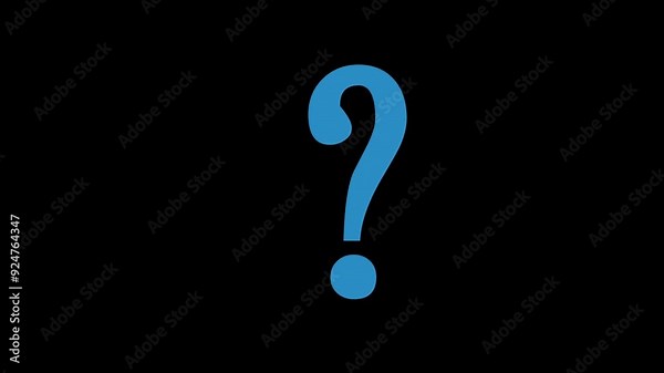 blue question mark or question mark symbol animation with black screen background. exclamation mark, confused or idea icon, final decision, Pop up animation, Doubts, Why asking concept. Question.
