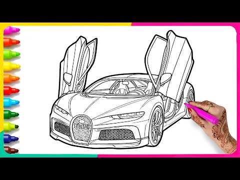 Coloring Bugatt Car - Satisfying Coloring Pages - Coloring book