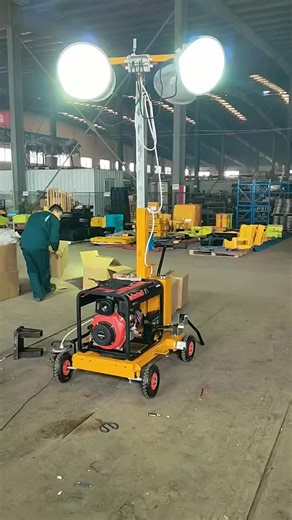 Factory Mobile Lighting Tower Manufacturer LED Metal Halide 5M Manual Lifting Diesel Generator Light Tower
