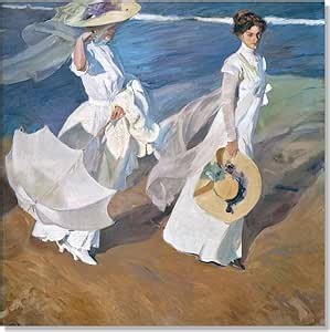 Joaquin Sorolla Paintings - Women Walking on the Beach 1909 Canvas Art Poster - Famous Oil Painting Reproductions - Fine Art Oil Paintings for Home School Classroom Unframed (Style 07,12x12in/30x30cm)
