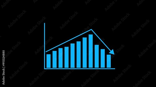 Down graph icon designed in flat icon style. Losses are seen in future business.