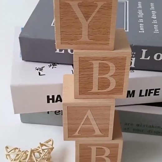 Natural Wood Vintage Beechwood Alphabet Blocks - 3D Letters