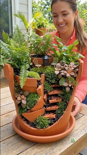 Broken Pot Fairy Garden DIY 🌿🧚 | Amazing Terracotta Planter Idea #fairygarden #planter