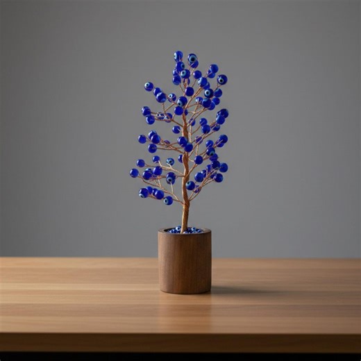 Handmade Evil Eye Tree Decor – Turkish Glass Bead Sculpture - Etsy