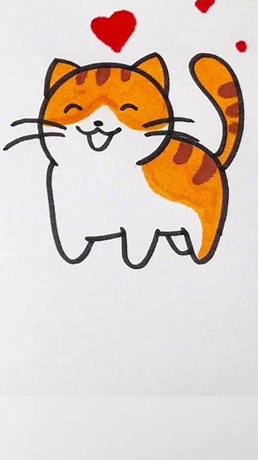 Cute cat drawing tutorial 😍 . #kidsactivities #drawing #cat #fbreelsfypシ゚viralシ | Easy drawing for kids24