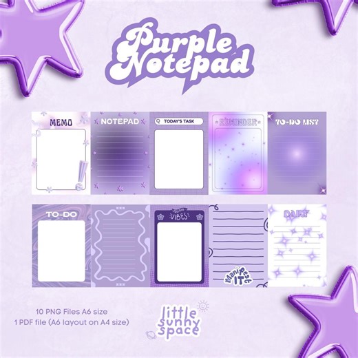 Purple Notepad Printable | Violet Memopad | Digital To-do List | Simple Notes Pad | | Instant Download - Etsy
