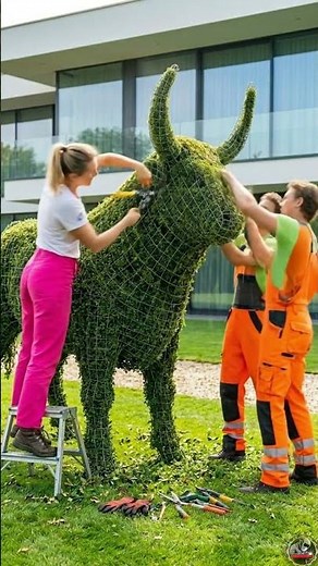 Amazing Bull Topiary Transformation 🐂🌿 | Wireframe to Living Art