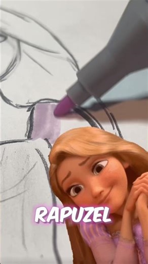 Drawing RAPUNZEL but with JUST MARKERS?!😱😳#shorts #art #artist #drawing