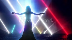 3D Animation Silhouette belly Dancer In Lighting Stage