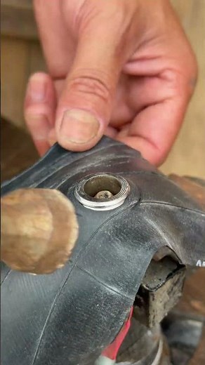 Hammering metal part onto rubber, simple repair method