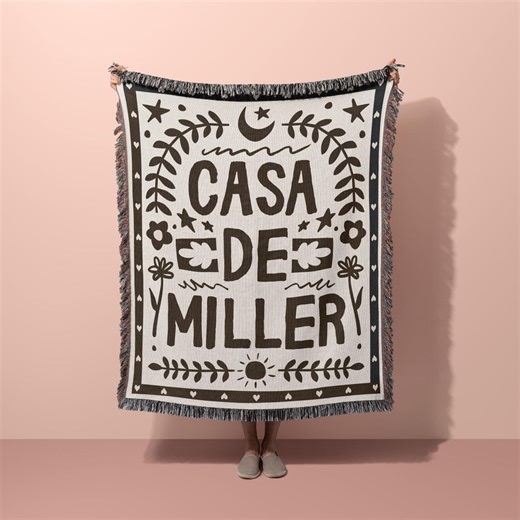 Custom Family Name Blanket Woven Throw With Last Name Wedding Gift for Couple New Home Present Newlywed Keepsake Personalized Cotton Blanket - Etsy