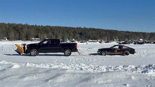 Pulling a car out of the snowbank at Meredith, NH. Believe it’s a RWD, with William Seviguy behind the wheel. Spectators beep for winners and entertaining mishaps. | Steve Kennedy