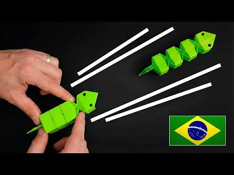 Cobra Deslizante de Origami FÁCIL | Tutorial Passo a Passo para Iniciantes (Brinquedo de Papel)