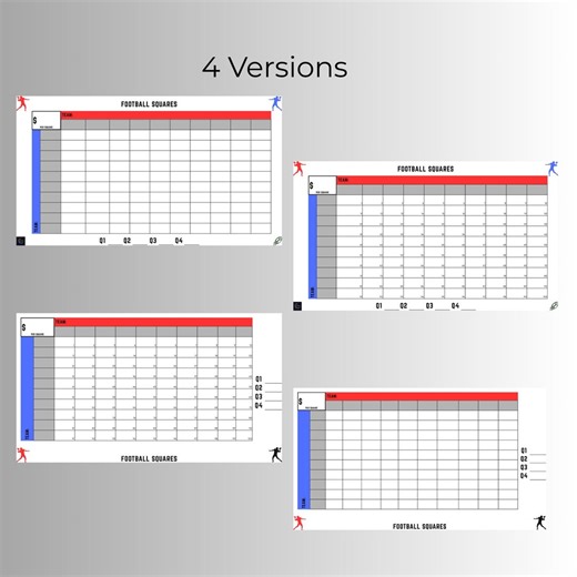 Editable Football Squares Party Game | 100 Square Grid | Fundraiser | Pool Template - Etsy