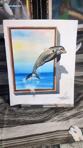 hyper realistic 3D dolphin drawing with watercolor #3Ddrawing #hyperrealisticart