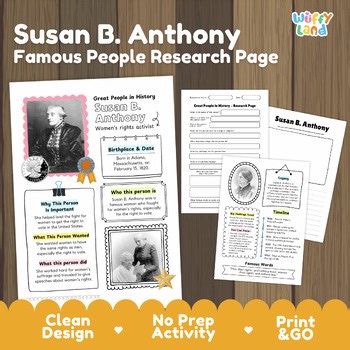 Susan B. Anthony Biography Research: Women's Suffrage & Timeline Activities