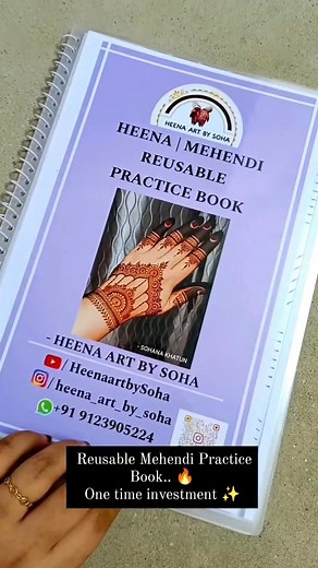 Sohana Khatun on Instagram: "Beginners Friendly Book 📕 Reusable Heena/Mehendi Practice Book Available✅ Dm me for extra details 📥"