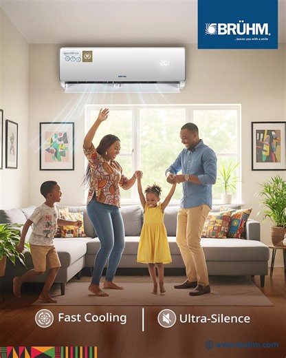 Your happiest moments deserve the perfect atmosphere. BRÜHM Air Conditioners bring together Fast Cooling, Ultra-Silence, and energy efficiency to create a space where comfort meets serenity. No noise, no waiting just cool, refreshing air that lets you enjoy life your way. Live cool. Live BRÜHM. Shop Now: https://bruhm.com/product-category/air-conditioners/?utm_source=facebook&utm_medium=page&utm_campaign=air-conditioners #BruhmAfrica #BruhmAC #CoolComfortEveryday #SmartLiving #StayCoolWithBruhm 