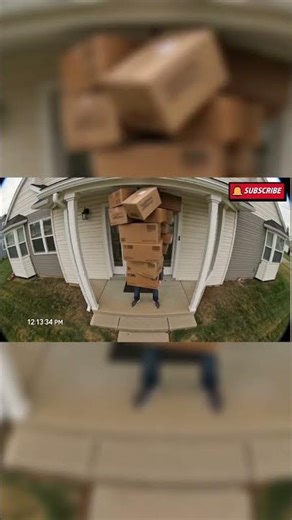 Package Deliverer drops Packages and laughs it off