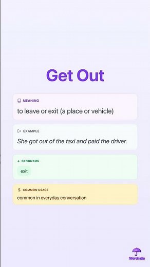 GET OUT - Phrasal Verb Explained | Meaning, Examples & Synonyms | Wordrella