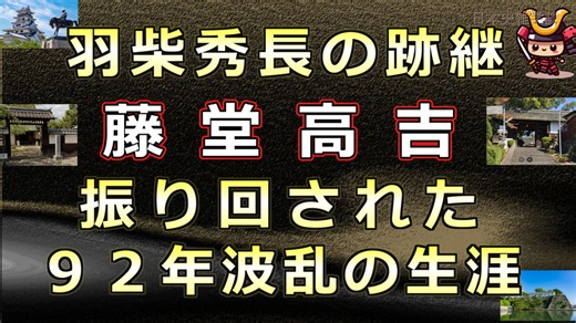 【日本史雑学談】羽柴秀長の跡継だった藤堂高吉～９２年の波乱の生涯