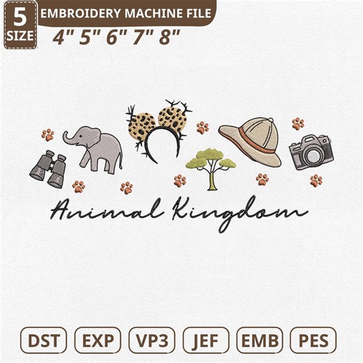 Disney Animal Kingdom Machine Embroidery File, Safari Family Matching Design (instant Download) - Etsy