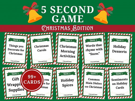 Christmas 5 Second Game, Printable Christmas Game, Xmas Icebreaker Activity for Kids and Adults Family, Classroom Office Large Group Party - Etsy