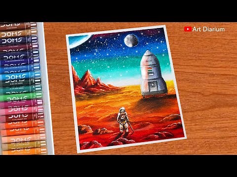 National Space Day Drawing with Oil Pastel- for Beginners | STEP-by-STEP #nationalspaceday