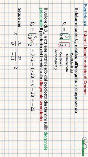 Risoluzione di sistemi lineari con il metodo di Cramer (parte 6/6). #matematica #istruzione #sistemi #cramer #scuola