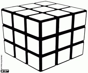 Rubik's Cube. Cube of six colours coloring page printable game