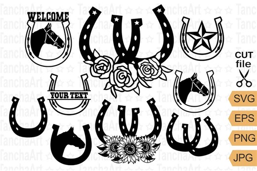 Horseshoe SVG Bundle Western Horse Clipart PNG Lucky Cowboy Vector Cut Files, Floral Horseshoe Design JPG Digital Download for Cricut - Etsy Australia