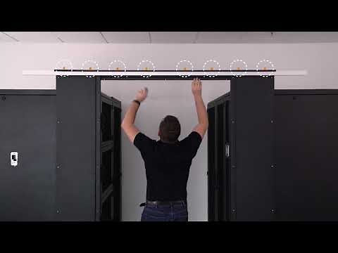 How to install sliding doors with dual synchronization into an aisle between CONTEG racks?