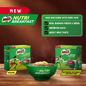 545K views · 2.6K reactions | The new MILO® Nutri Breakfast is here! It’s a nutritious choco-malt oatmeal available with real banana pieces or pumpkin and sunflower seeds. Have it in the mornings to start your day with energy! | MILO Malaysia | Facebook