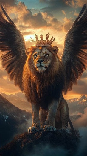 The Awakening of the Winged Lion King - Majestic Fantasy Art
